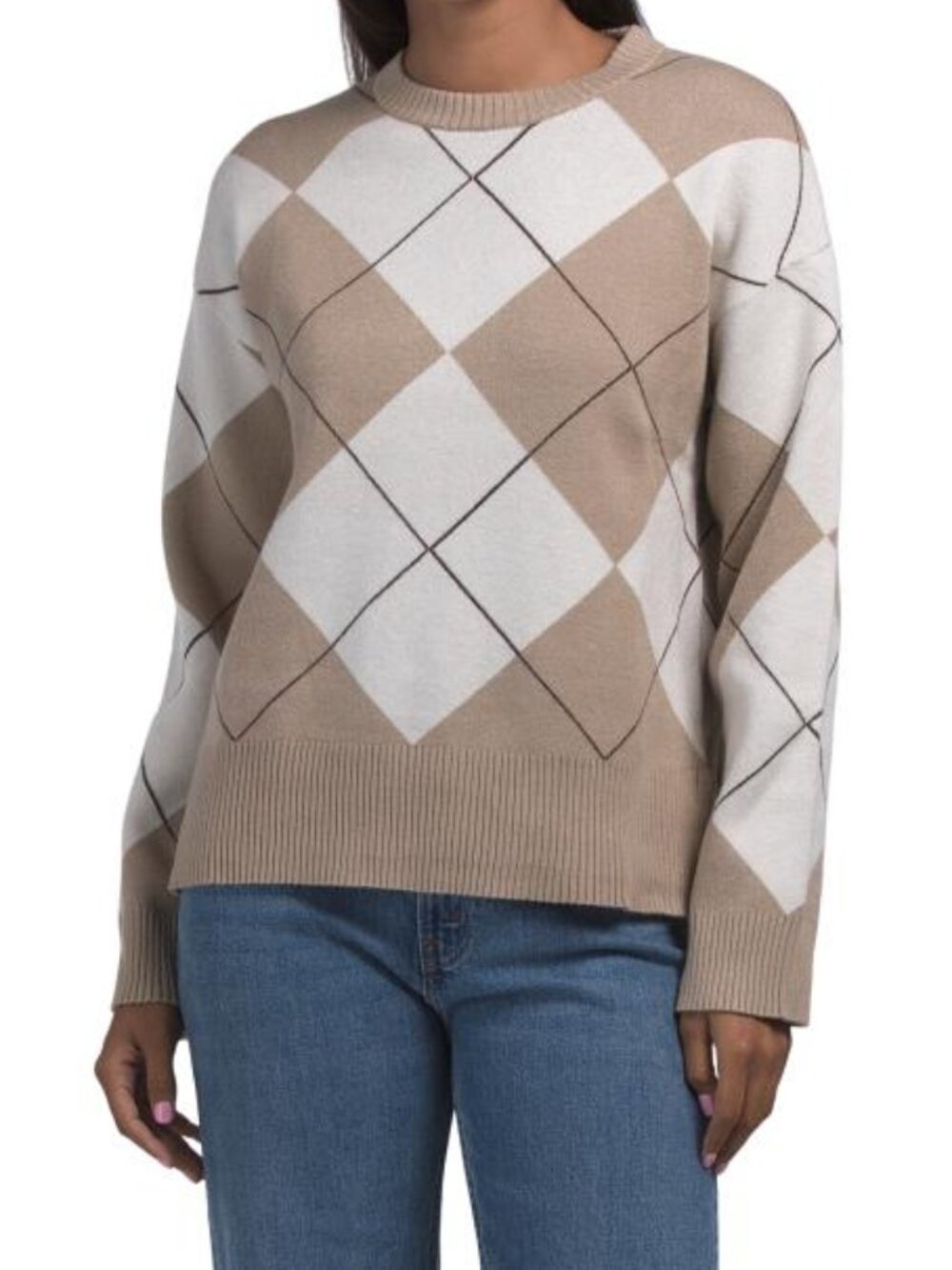 FRENCH CONNECTION Cozy Argyle Pull Over Sweater